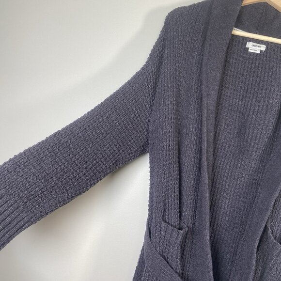 Jason Wu Waffle Knit Gray Oversized Long Sleeve Cardigan With Belt Size‎ M Cozy - Picture 5 of 10